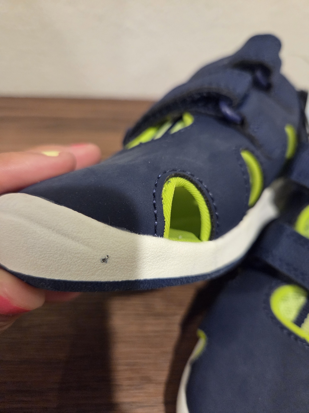 Kids Navy Blue and Lime Active Sandals